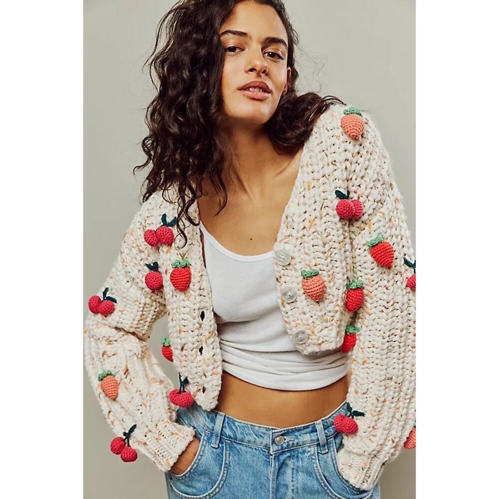 Rare Free People Strawberry Fields Cardigan XS